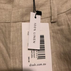 DISSH Norah Natural Linen Pant Pleated Wide Leg High Waist Trousers 10